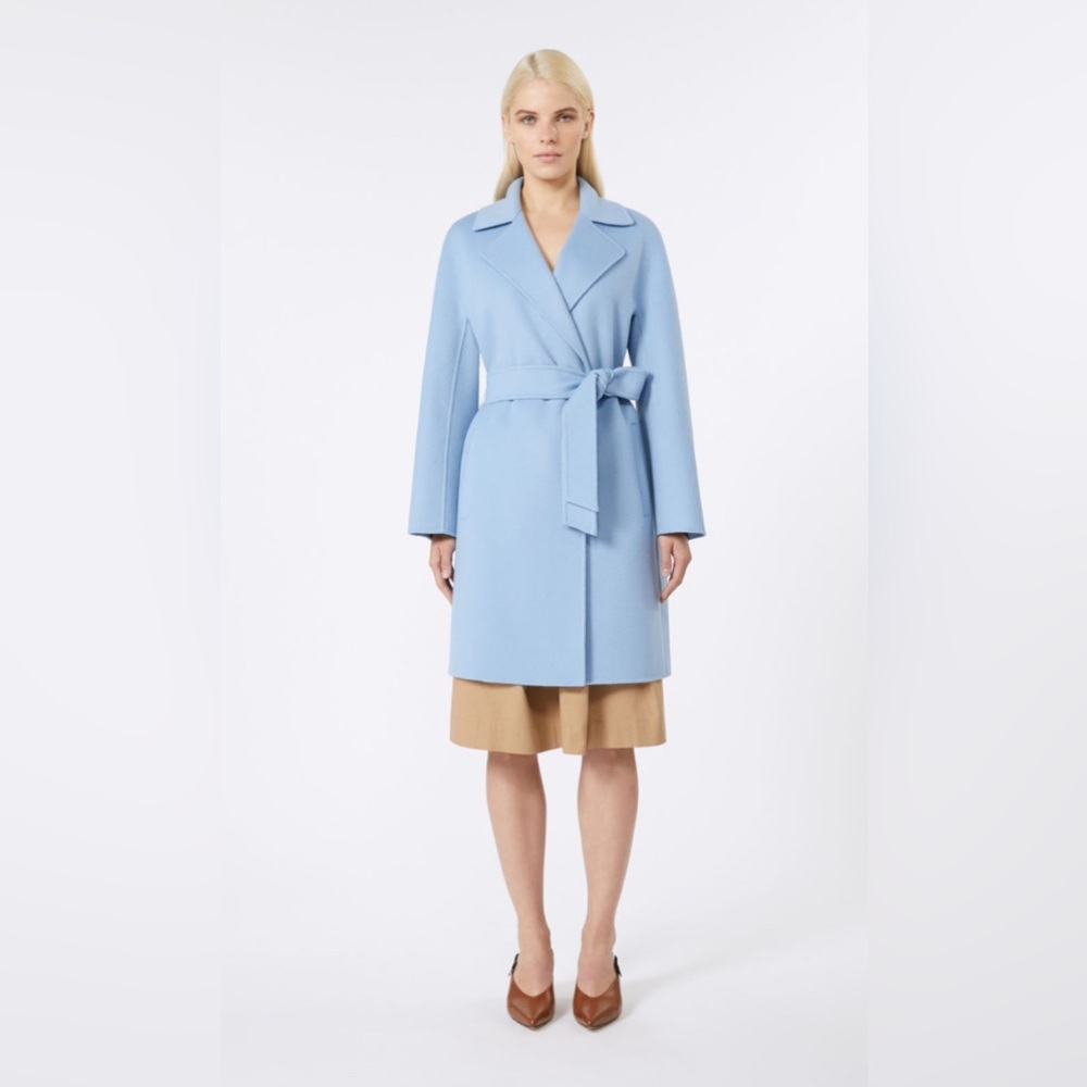 Weekend Max Mara light blue wool coat size 10 NWT